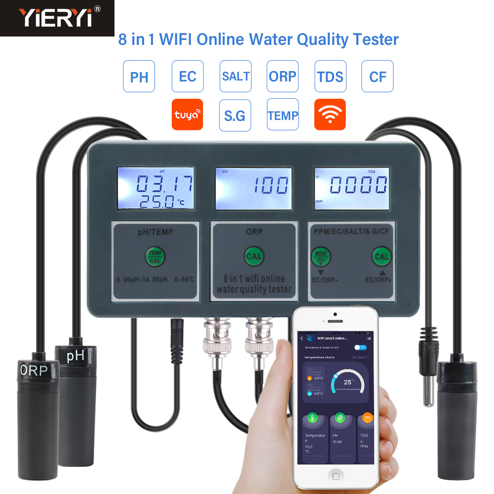 Ph Meter Digital Water Tester - WiFi Tuya Medidor de PH inteligente