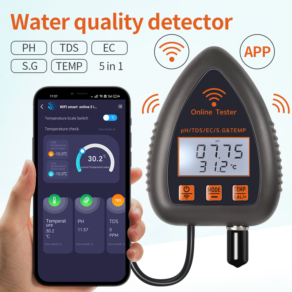 Tuya WiFi 5 en 1 TDS/EC/SALT/S - Ph Meter Digital Water Tester reseña y precio