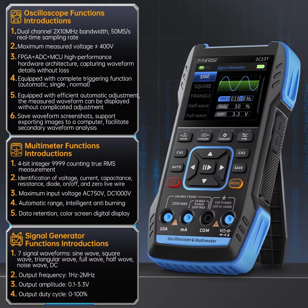 Osciloscopio Digital FNIRSI 2C - Fnirsi Digital Oscilloscope Handheld reseña y precio